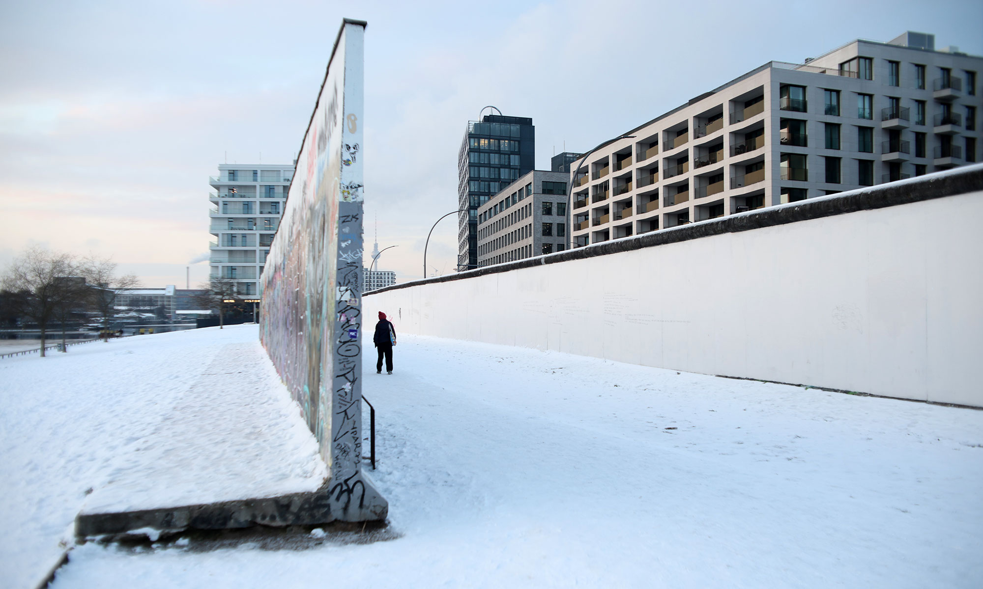 Winter in Berlin: Mauer in Friedrichshain