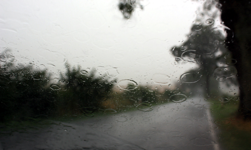 Fenstertropfen Regen Landstraße 2010