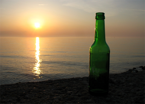 Flasche Ostsee Meer Warnemünde 2008