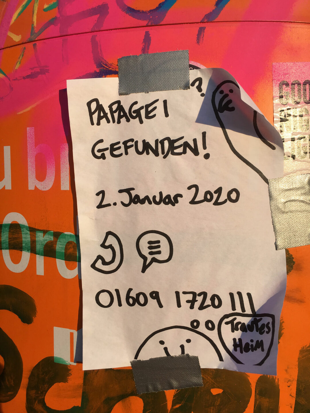 Papagei gefunden in Berlin-Friedrichshain, 2020