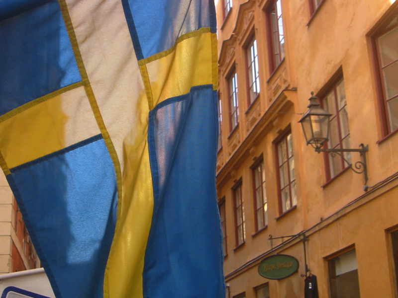 Schwedische Flagge in Stockholm